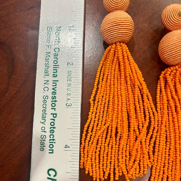 KENNETH LANE Elegant Orange Beaded Tassel Earrings - fun dangle! - stamped - EUC - Picture 3 of 4